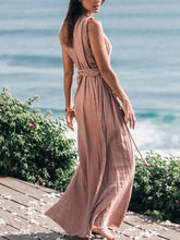 Load image into Gallery viewer, One-Shoulder Cotton Linen Retro Women's Dress
