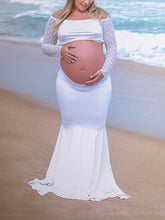 Load image into Gallery viewer, Lace Shoulder Slim Fit Photo Maternity Dress