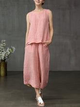 Load image into Gallery viewer, Women's Solid Color Linen Loose Casual Wide Leg Pants Suit