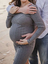 Load image into Gallery viewer, Fall/Winter Casual Long Sleeve Slim Pure Color Sweater Dress For Pregnant Women