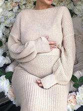 Load image into Gallery viewer, Casual Knitted Round Neck Sweater and Skirt Maternity's Suit