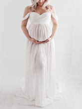 Load image into Gallery viewer, Heart-shaped Neckline Short-Sleeved Maternity Dress