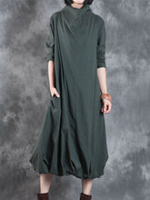 Load image into Gallery viewer, Casual Fashion Long Sleeve High Collar Lantern Hem Dress