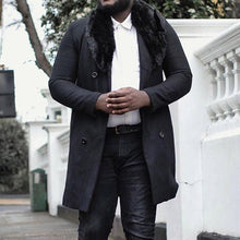 Load image into Gallery viewer, Black Fur Collar Button Men's Coats