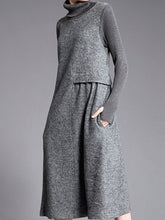 Load image into Gallery viewer, High Neck Stitching Knitted Dress