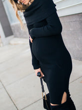 Load image into Gallery viewer, Fashion Maternity Pure Color Long-sleeved Round Neck Knitted Dresses