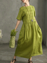 Load image into Gallery viewer, Loose Waist Slimming Half Sleeve Dress