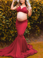 Load image into Gallery viewer, Two-Piece Cotton Tube Fishtail Photo Maternity Dress