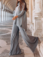Load image into Gallery viewer, Simple Pure Color Long-sleeved Loose Knited Top and Trousers Women's Suit