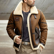 Load image into Gallery viewer, Fleece Lapel Zipper Pilot Men's Coat