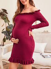 Load image into Gallery viewer, Maternity Sexy Strapless Fungus Fringe Bodycon Dress