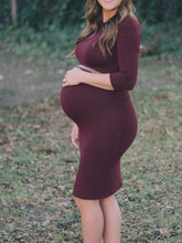 Load image into Gallery viewer, Elegant Round Neck Pure Color Casual Dress for Pregnant