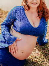 Load image into Gallery viewer, Lace Hollow Sleeve Two-Piece Suit Photo Maternity Dress