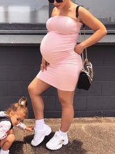 Load image into Gallery viewer, Solid Color Slim Chest Wrap Maternity Dress