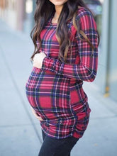Load image into Gallery viewer, Fashion Slim Long Sleeve Plaid Top For Pregnant Women