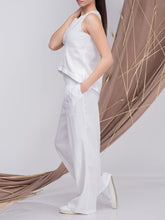 Load image into Gallery viewer, Women's White Linen Sleeveless Casual Suit