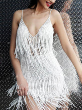 Load image into Gallery viewer, Women's Beaded Tassel Suspender Dress