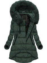 Load image into Gallery viewer, Green Hooded Zipper Women's Coats