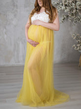 Load image into Gallery viewer, Lace Hollow Sleeveless Indoor Photo Maternity Dress