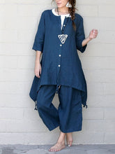 Load image into Gallery viewer, Women's Casual Solid Color Buttoned Linen Suit