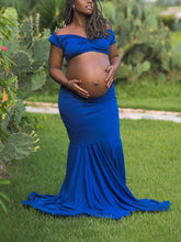 Load image into Gallery viewer, Two-Piece Cotton Tube Fishtail Photo Maternity Dress