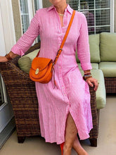 Load image into Gallery viewer, Fashion Casual Striped Shirt Dress