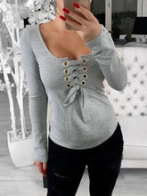 Load image into Gallery viewer, Cotton Lace-Up Long Sleeves Maternity Blouse