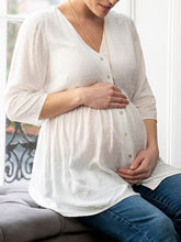 Load image into Gallery viewer, Maternity Fashion Long Sleeve V-Neck Button Tops