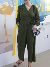 Load image into Gallery viewer, Casual Solid Color V-neck Loose Pocket Jumpsuit