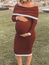 Load image into Gallery viewer, Maternity Comfortable Off-shoulder Knit Dresses