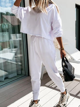 Load image into Gallery viewer, Casual Fashion Long Sleeves with Elastic Pants Ladies Solid Color Suit