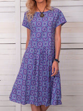 Load image into Gallery viewer, Round Neck Loose Pattern Printing Women's Casual Dress