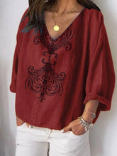 Load image into Gallery viewer, Women's Print V Neck Casual Cotton Shirts and Shorts Suit