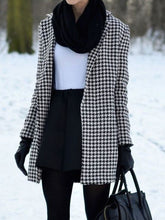 Load image into Gallery viewer, Black Houndstooth Print Slim Fit Women's Coat