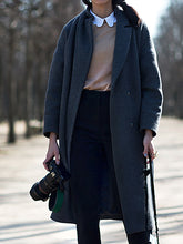 Load image into Gallery viewer, Dark Long Over-The-Knee Woolen Coat Women's Coats