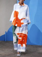 Load image into Gallery viewer, Lapel Printed Loose Cotton And Linen Women's Suits