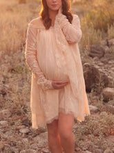 Load image into Gallery viewer, Maternity Sexy Strapless Lace Sleeve Photography Dress