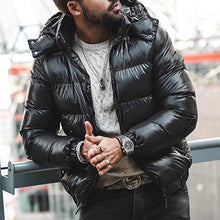 Load image into Gallery viewer, Hooded Black Thick Men's Coats