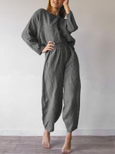 Load image into Gallery viewer, Women's Linen Shirt Harem Pants Solid Color Casual Suit