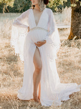 Load image into Gallery viewer, Maternity Sexy Deep V Backless Trailing Lace Split Maxi Dress