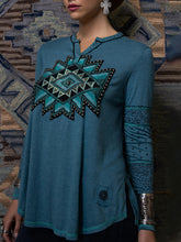 Load image into Gallery viewer, V-Neck Long-Sleeved Printed Casual Top