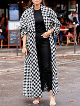 Load image into Gallery viewer, Black And White Plaid Printing Plus Size Women's Coat