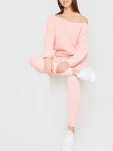 Load image into Gallery viewer, Women's Casual Solid Color Knitted Long Sleeve Suit