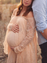 Load image into Gallery viewer, Maternity Sexy Strapless Lace Sleeve Photography Dress