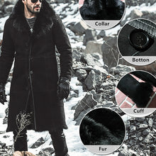 Load image into Gallery viewer, Black Long Mens Leather Jacket Winter