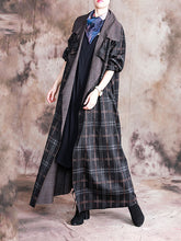 Load image into Gallery viewer, Large Lapel Plaid Overlength Women's Coats
