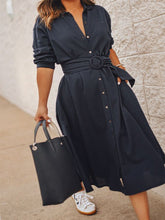 Load image into Gallery viewer, Autumn Casual Linen Lace-up Dress