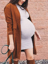 Load image into Gallery viewer, Pure Color Round Neck High Stretch Mid-Length Maternity Dresses
