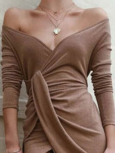 Load image into Gallery viewer, Women Sexy Solid Color V-Neck Irregular Dress