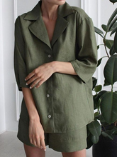 Load image into Gallery viewer, Women's Solid Color Shirt Casual Short Suit